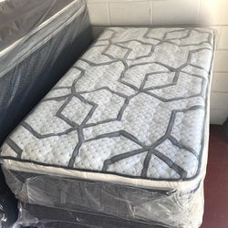 Twin Size Mattress 14 Inch Thick With Pillow Top And Box Springs New From Factory Available All Sizes Same Day Delivery 