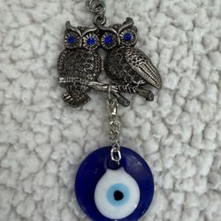 Owl & Evil Eye Keychain – Good Luck Charm