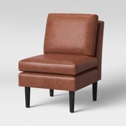 Brown Faux Leather Accent Chair 