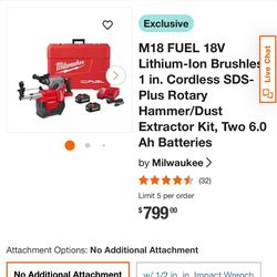 Milwaukee M18 rotary hammer w/ dust extractor