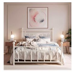 New, Unopened Full Size Metal Platform Bed Frame - Off-White