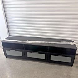 IKEA BRIMNES TV Stand Black 71" Entertainment Center Unit with 3 Glass Drawers