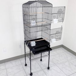 (Brand New) $60 Small to Medium Bird Cage 60” Tall Parrot Parakeet Cockatiel Bird Cage 18x14x60” Rolling Stand