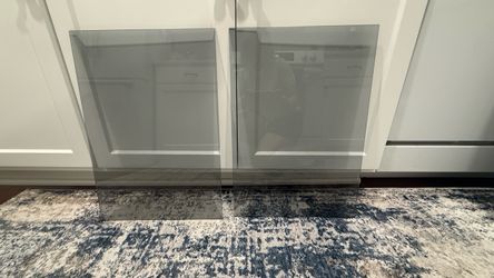 Set of 2 Smoked Glass Cabinet Panels 14.4” X 20.5”