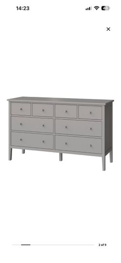 8 drawer dresser / gray / anchor / unlock function, 66 1/8 x 18 7/8 x 39 3/8”
