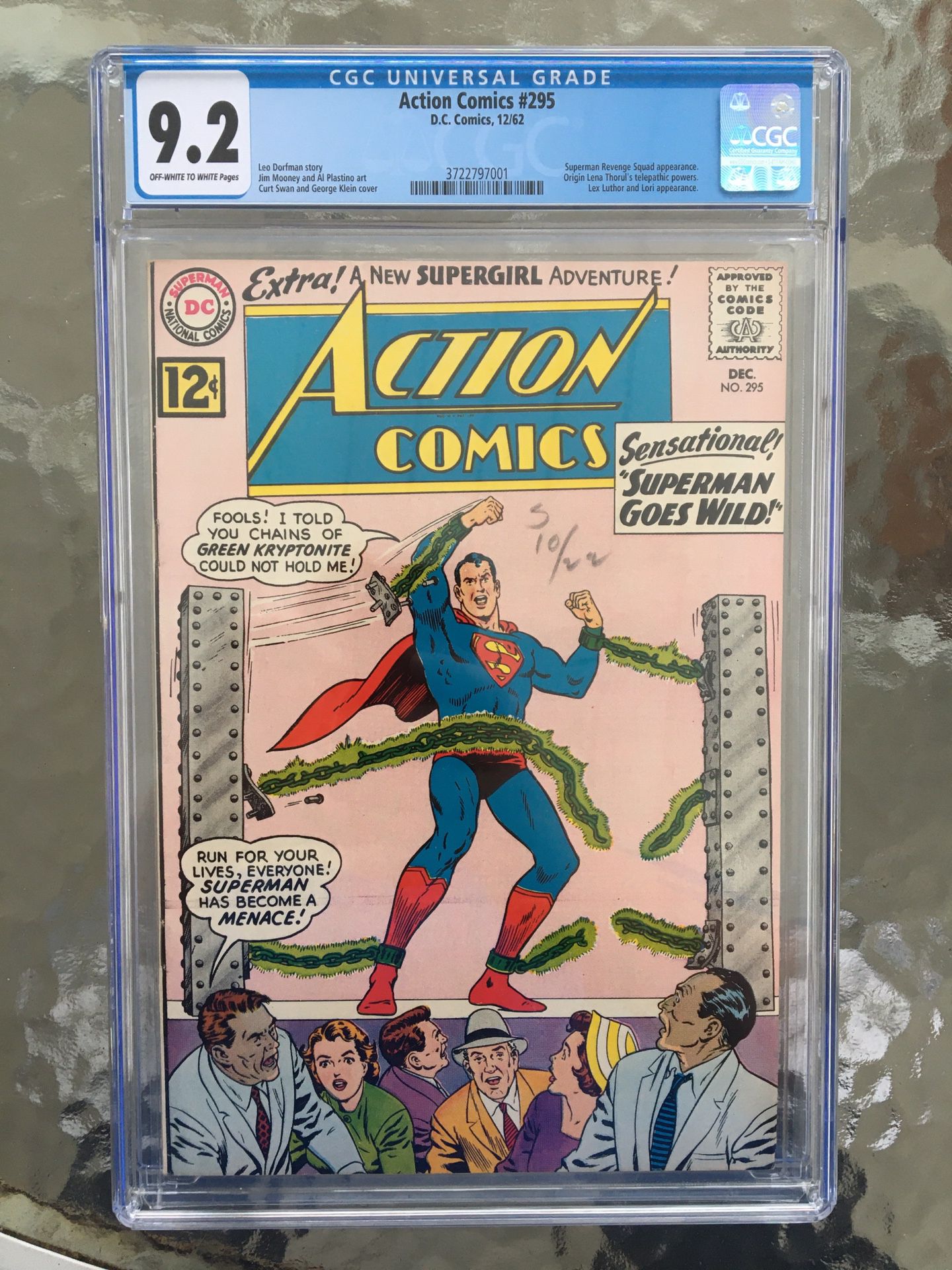 Action Comics #295 (1962) CGC 9.2 - O/w To White Ohs; Lex Luther And Lori App