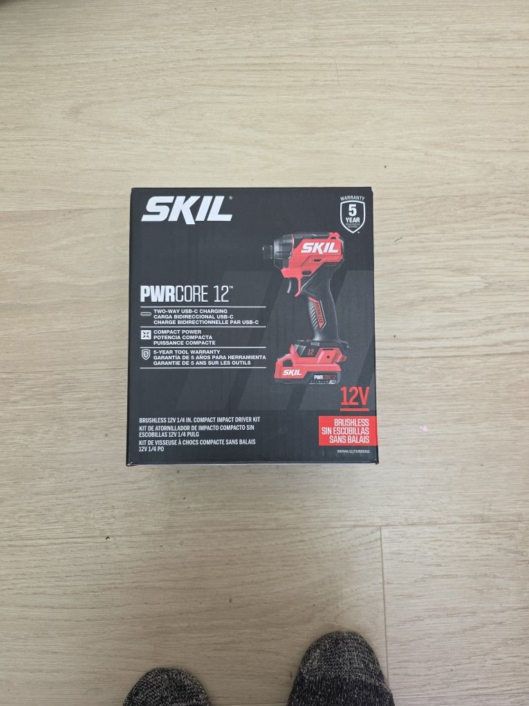 Brand New Unopened Skil PWRCORE 12c 1/4 In Brushless Cordless Impact Driver (Battery And Charger Included)