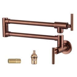 Commercial Brass Wall Mounted Pot Filler Faucet with Double Joint Swing Arms in Rose Gold