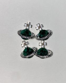 Green planet nail charms