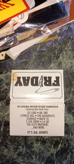 promotional matchbook for the 1995 comedy film Friday and its official motion picture soundtrack on Priority Records, featuring tracks by Ice Cube, Dr