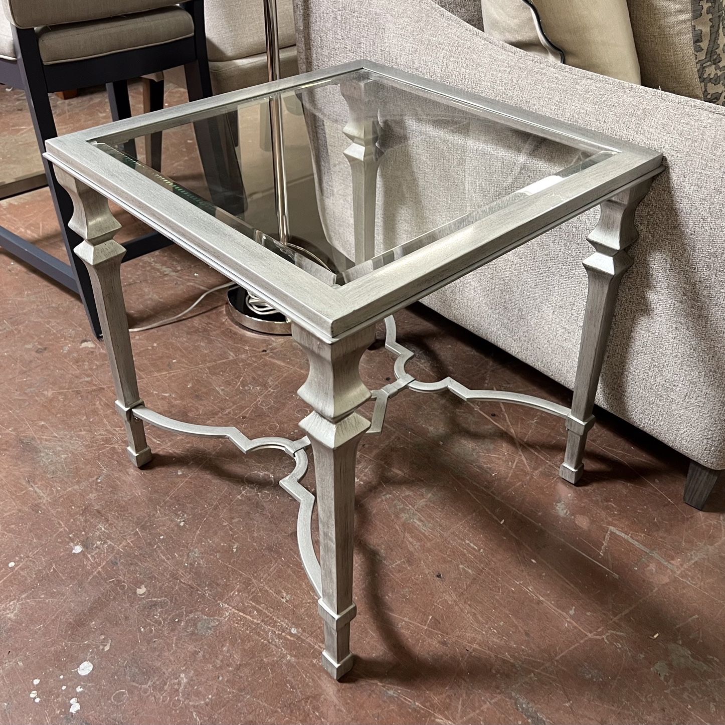 Silver Leaf Greek Key Square End Table - 2 Available