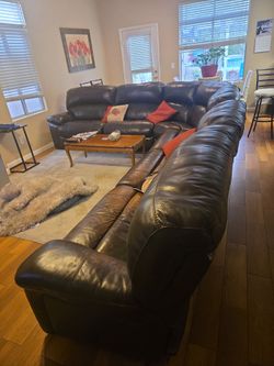 Large Dark Brown Leather Sectional Sofa