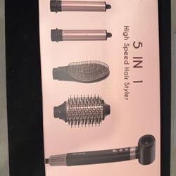 5 in 1 Ionic Hot Air Styler, 1400W Powerful Hair Dryer Brush, Auto-Wrap Curlers, Paddle Brush for Fast Drying, Curling, Straightening, Volumizing with
