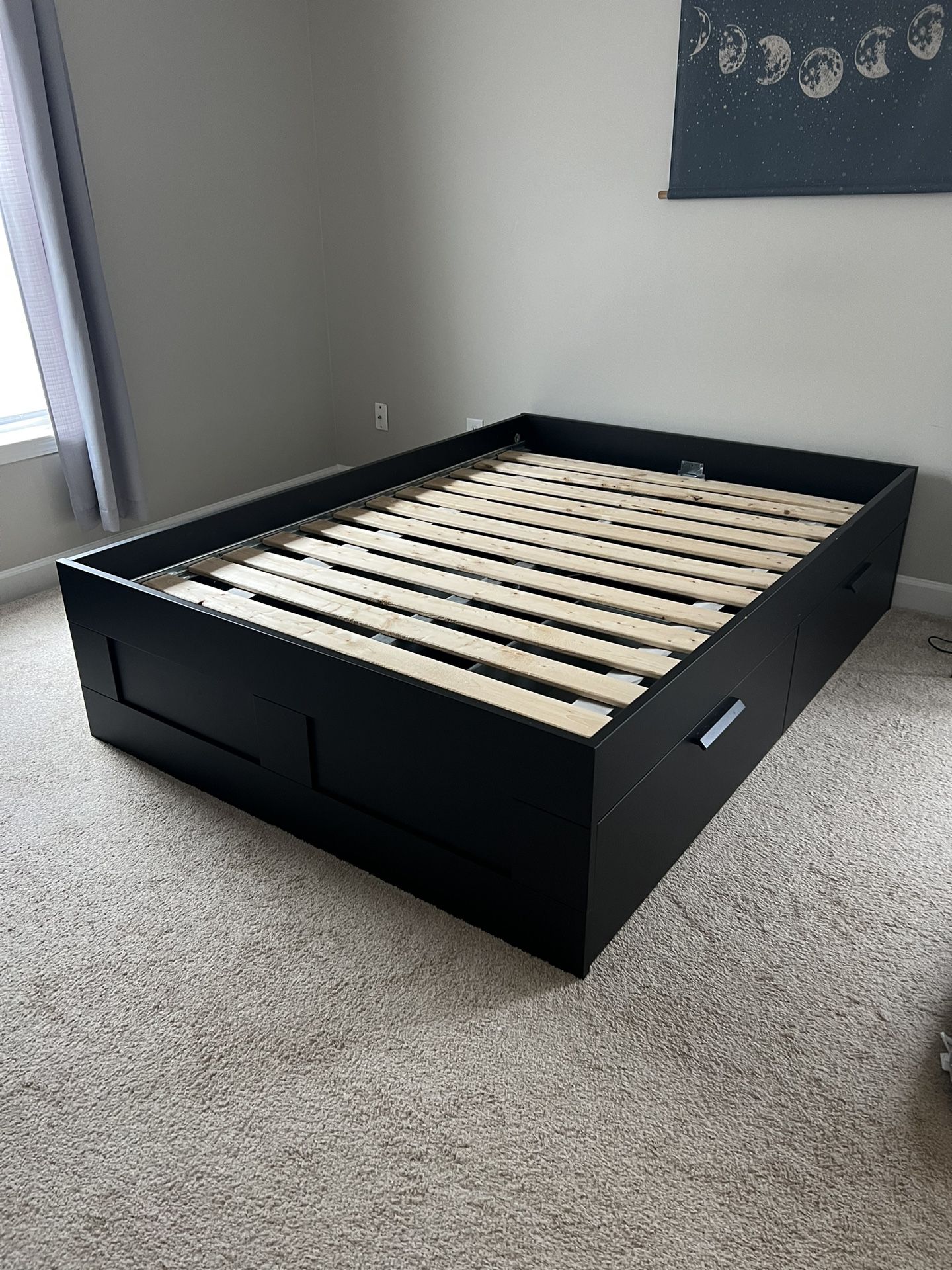 IKEA BRIMNES cama de tamaño cajones en color negro for in Charlotte, NC - OfferUp