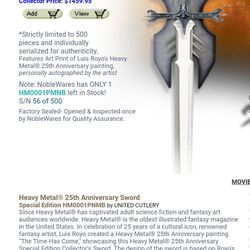 Heavy Metal 25th Anniversary Sword #4 Of 3000
