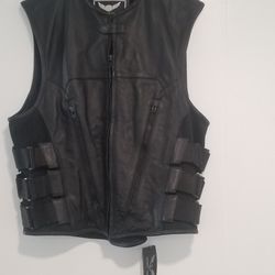 Wilson Leather Xl New Black Motorcycle Vest