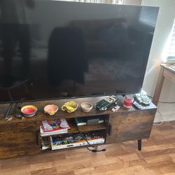 SUPERJARE TV Stand for 55 Inch TV, Entertainment Center with Adjustable Shelf, 2 Cabinets, TV Console Table, Media Console, Solid Wood Feet, Cord Hole