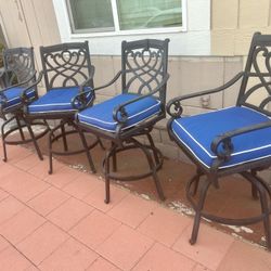 Cast Aluminum Patio Furniture Bar Stools Set