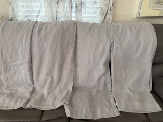 Light Gray Set of 4 Linen Curtain Panels