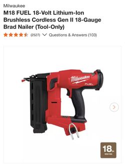 M18 FUEL 18-Volt Lithium-Ion Brushless Cordless Gen II 18-Gauge Brad Nailer