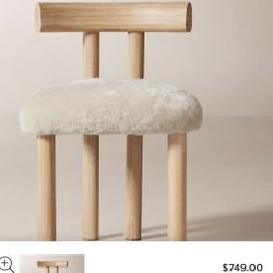  CB2  Perle Shearling  Dining/Accent  Chairs  ($475  For 2)