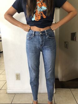 PacSun High Waisted Straight Leg frayed hem jeans