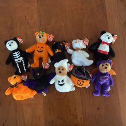 Set of 10 TY Halloweenie Beanies