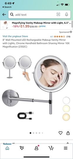 8” Wall Mounted Led Rechargeable Makeup Vanity Mirror With Lights 