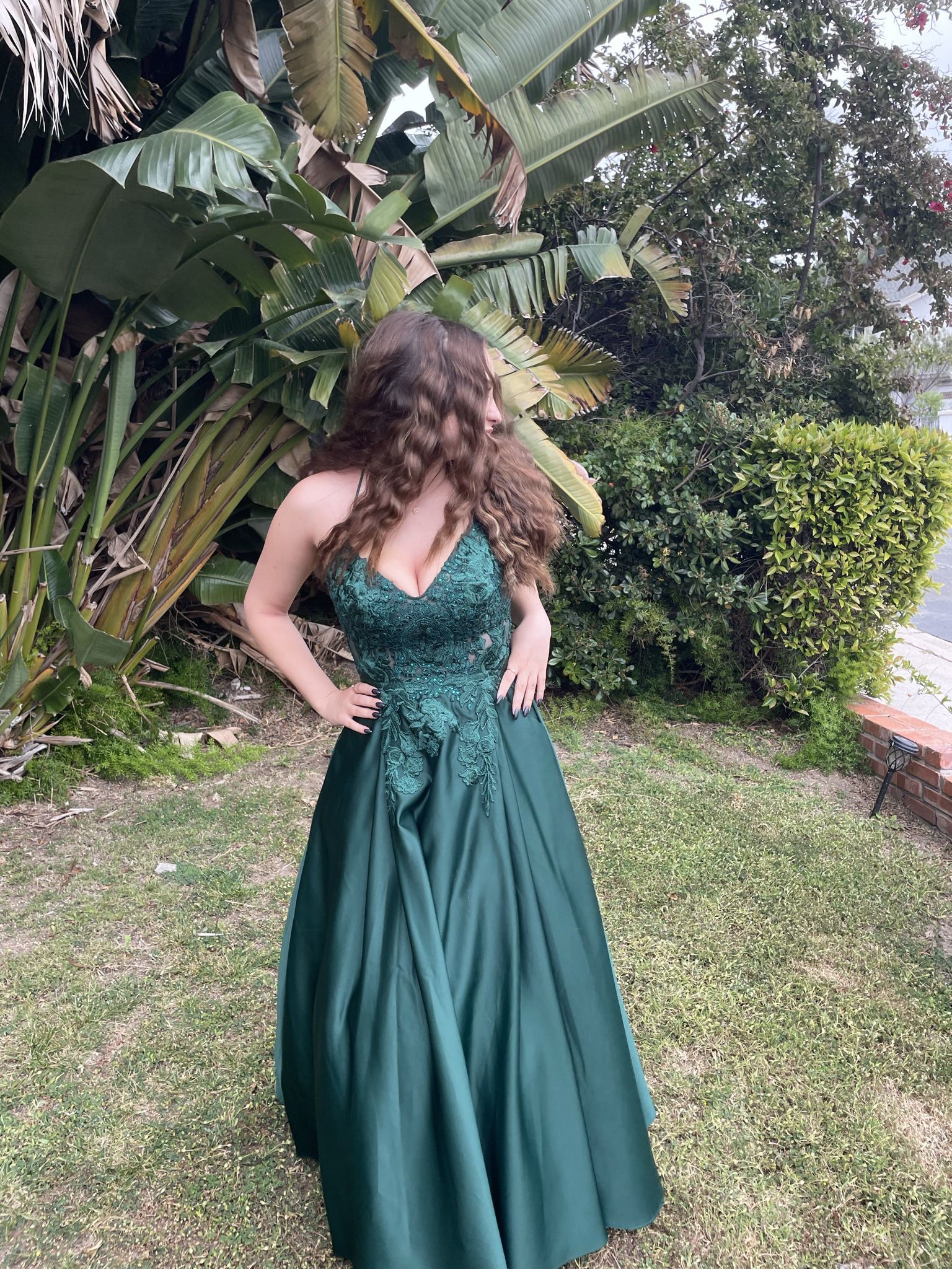 dark sage green prom dress size small !! 