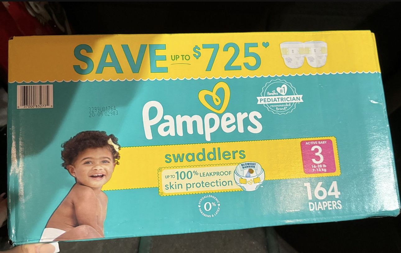 Size 3 pamper diapers 164ct