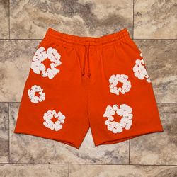 2023 Denim Tears The Cotton Wreath Shorts Orange White Size Large