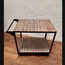 50% DISCOUNT Industrial Metal Wood Bar Cart Kitchen Cart Storage with Wheels