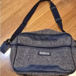 Jordache Brown Tweed Luggage - Overnight Tote With Shoulder Strap 15” X 11”