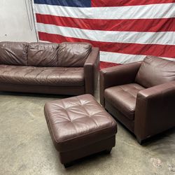 Free Delivery - Natuzzi Italia Leather Couch Chair Ottoman 