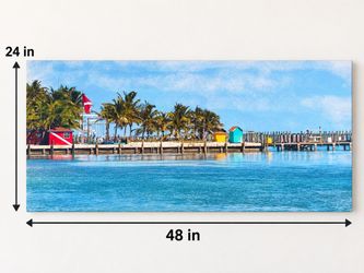 Original Tropical Waterfront Canvas Wall Art – $52