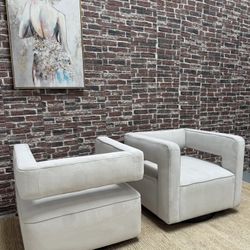Restoration Hardware Gray Swivel Chairs