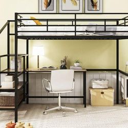 Loft bed with desk, full size