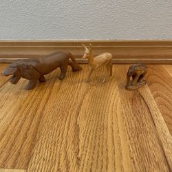 Three Vintage Hand Carved Animals, All For $8