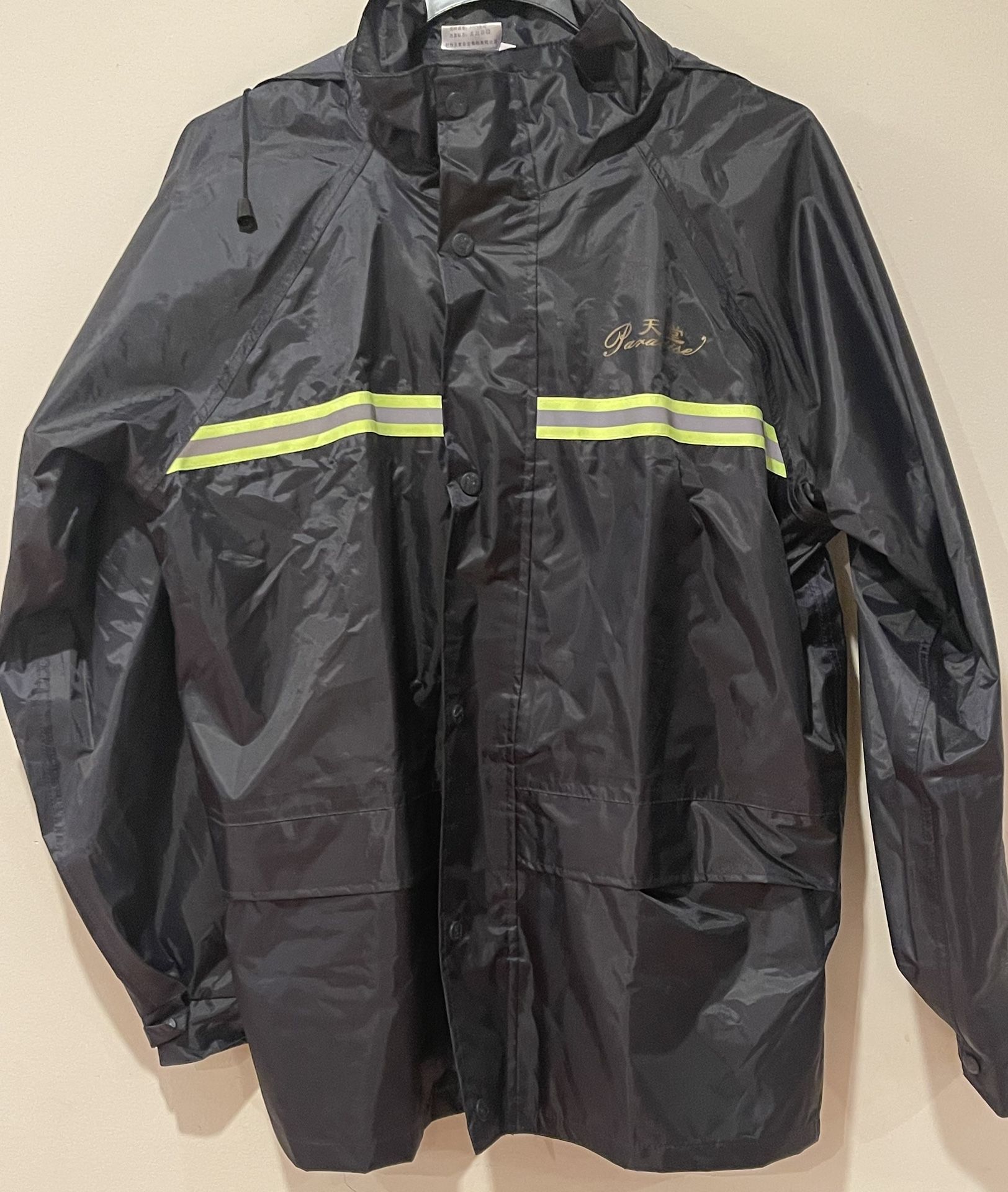 Black rain/trench jacket waterproof Size 8 unisex
