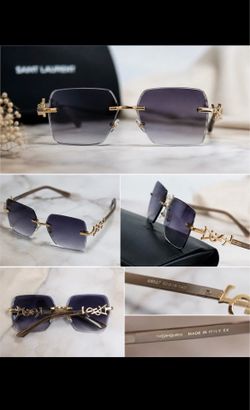 Saint Laurent 68057 Rimless Square Sunglasses Gradient Gray Gold