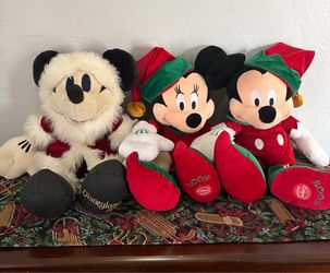 Vintage Disney plush Christmas Santa elf Mickey Minnie