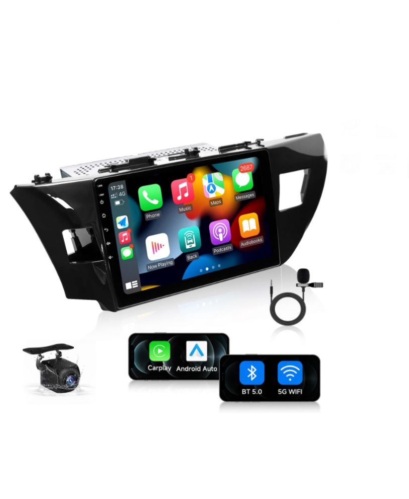 Car Radio Stereo Toyota Corolla 2014-2016 Wireless CarPlay Android Auto, 9” Touch Scree Head Units, Bluetooth GPS, Wifi, Navigation, Backup Camera