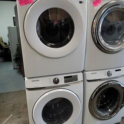 Like New Samsung Front Loading Washer And Stackable Gas Dryer Set 