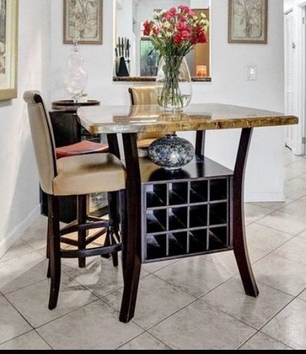 High top Table that doubles as a wine rack + 4 chairs for Sale in Fort ...
