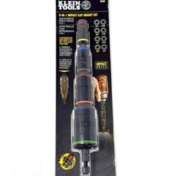 Klein Tools 32934 9-in-1 Impact Rated Flip Socket Set