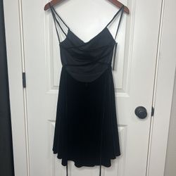 Jovani 63013 black velvet skater dress with strappy back,  size 0.  New