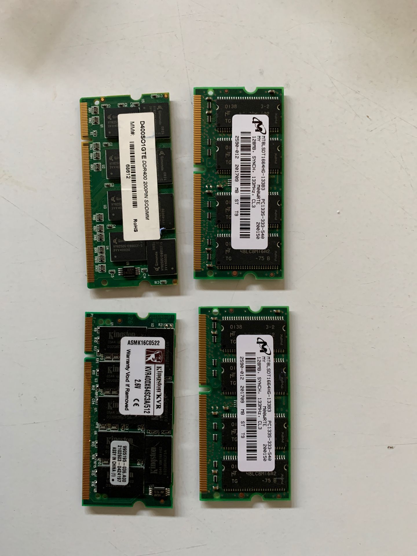 Set of 4 Old Memory Ram- Computer Parts/ Used/ Working