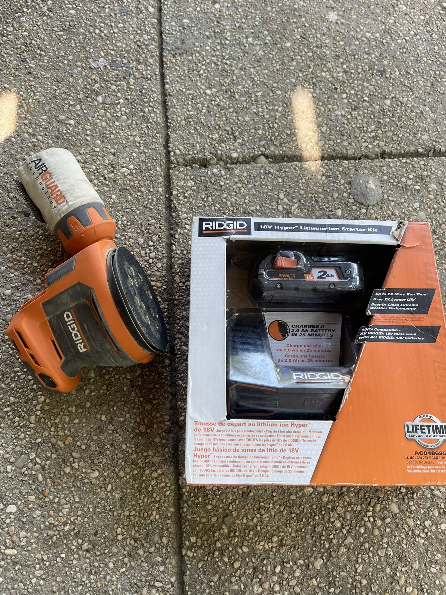 8V Cordless 5 in. Random Orbit Sander (Tool Only) With 18V Brand New Starter Kit 2AH Battery And Charger