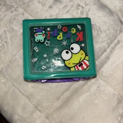 Vintage 1996 Sanrio Keroppi Green Plastic Trinket Case Trunk Box Snap Button