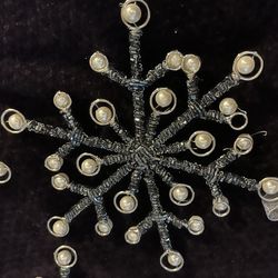4 Beaded And Pearl Snowflake Ornaments New 5 In Each